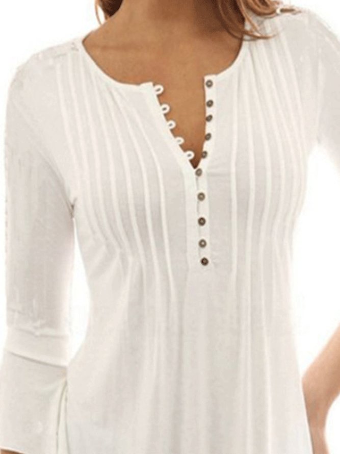 Solid Frill Sleeve Casual Ruched Blouse